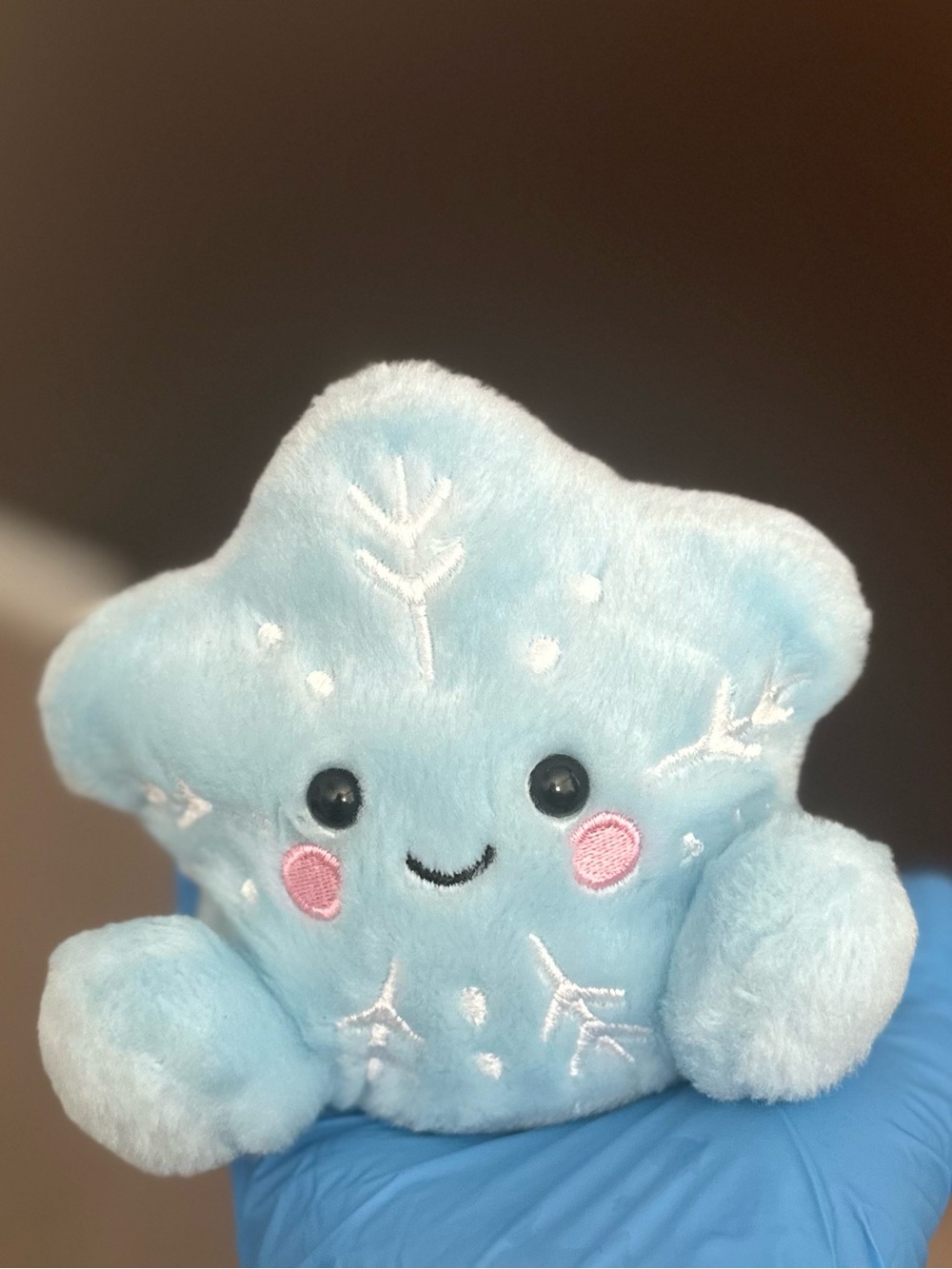 Original Palm Pals Snowflake Star Plush Toy with Embroidered Snowflake Face.